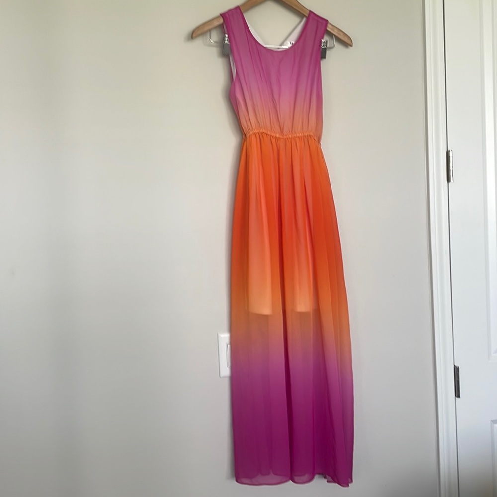 CWD Kids pink and orange sleeveless ombre maxi dress Sz 18